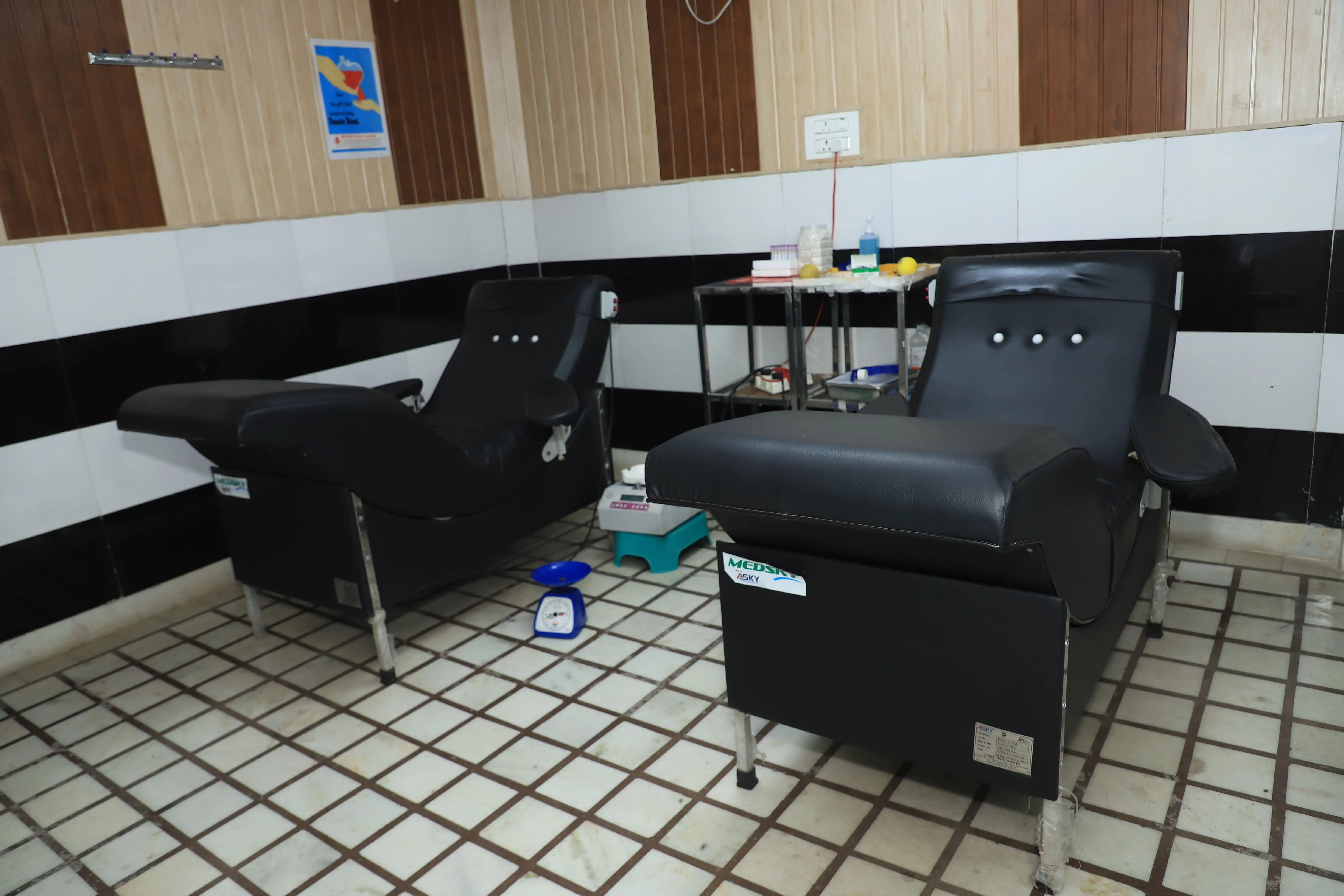 Blood processing area at Manav Seva Sangam Hospital